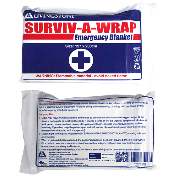Surviv-A-Wrap Casualty Emergency Rescue Space Blanket 127 x 200cm 12um - Silver x140