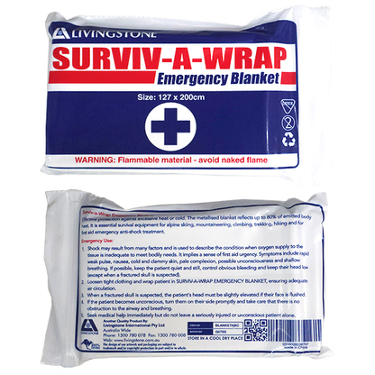 Surviv-A-Wrap Casualty Emergency Rescue Space Blanket 127 x 200cm 12um - Silver x140