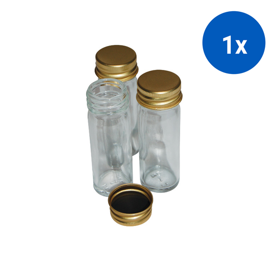 McCartney Universal Bottle 28mL 1 Ounce Wide Mouth Glass Gold Metal Cap with Lining 144/Carton - Clear x1