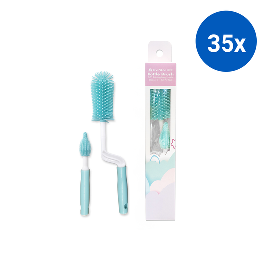 Livingstone Silicone Bottle Brush Set Upright Rotating Long Handle 1 Pair/Set - Blue x35