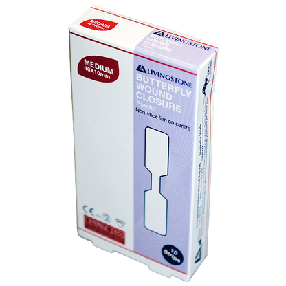 Livingstone Butterfly Wound Closure 46 x 10mm with Non-Stick Centre Sterile 10/Pack - White x125