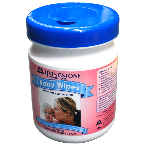 Livingstone Baby Wipes Mild Scent 20 x 13cm 320 wipes/Tub - White x50