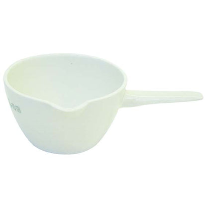 Livingstone Evaporating Dish 70ml 66x39mm Round Bottom with Spout and Handle Porcelain - White x125