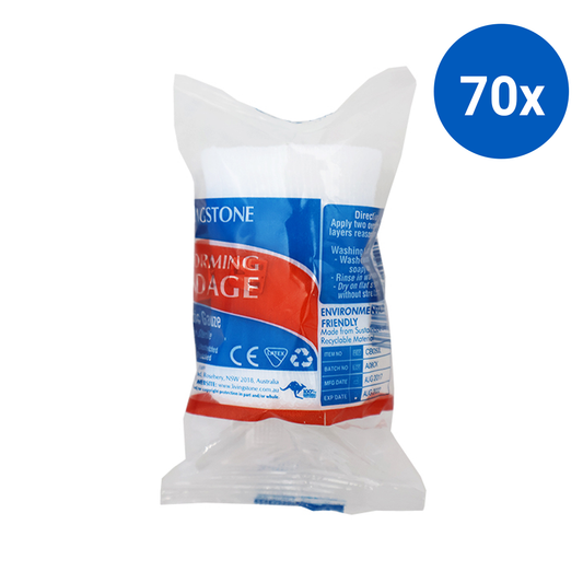 Livingstone Conforming Bandage with Clips 50mm x 4m Stretched (1.5m Unstretched) 12/Pack - White x70