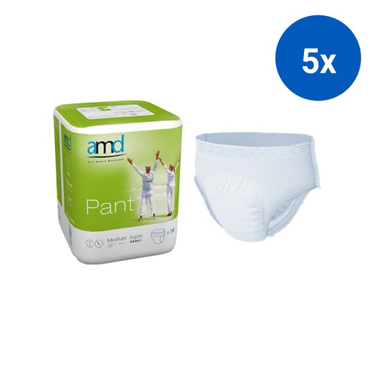 Adult Pull Up Diaper Pants Cotton Feel Super Absorbent Medium 70-110cm Waist 14/Bag 84/Carton - White x5