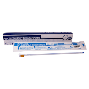 Livingstone All Silicone Foley Balloon Catheter 2-Way 16FG 40cm 5–10ml Capacity 10 Pieces/Box - Clear/Orange x10