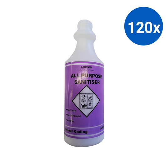 Livingstone Empty Bottle without Trigger Sprayer "All Purpose Sanitiser" Labelled 500ml - White x120