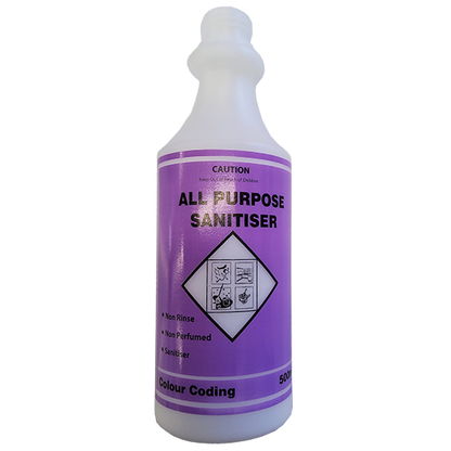 Livingstone Empty Bottle without Trigger Sprayer "All Purpose Sanitiser" Labelled 500ml - White x120