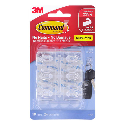 Command 17006CLR Mini Clear Hooks – 6 Pack