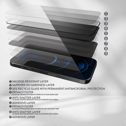 EFM Privacy Glass Screen Armour iPhone 15 Pro Max - Black Transparent