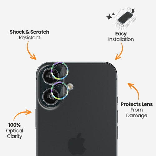 EFM Camera Lens Armour iPhone 16/16 Plus - Rainbow Nirvana