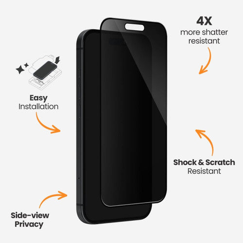 EFM Privacy Glass Screen Armour iPhone 16 Pro Max - Black Transparent
