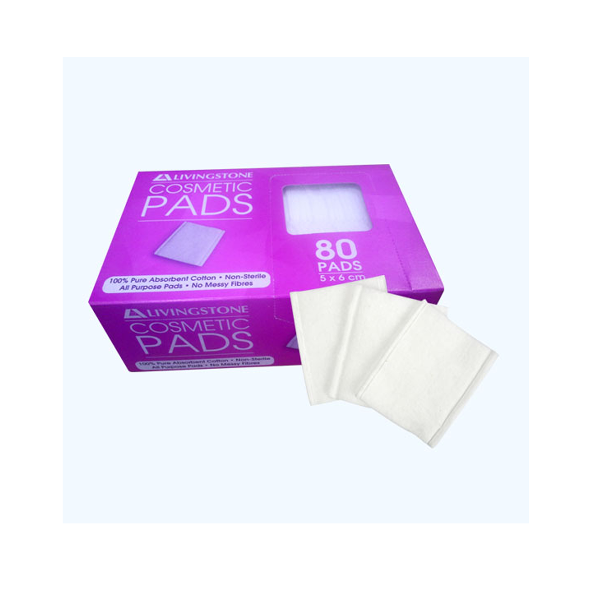 Livingstone Cosmetic Pad Square Cotton 80/Display Pack - White x185