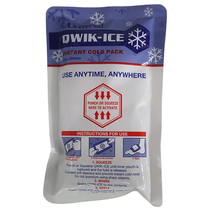 Qwik-Ice Instant Cold Pack Ammonium Nitrate Free 18 x 11cm 198 Square cm Polyethylene & Nylon Pouch - White x185
