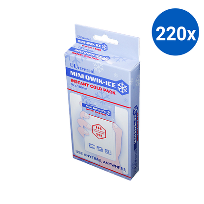 Qwik-Ice Instant Mini Cold Pack Ammonium Nitrate Free 15 x 9cm PE & Nylon Pouch - White x220