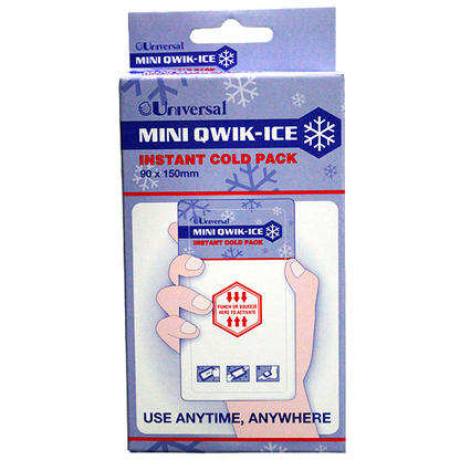 Qwik-Ice Instant Mini Cold Pack Ammonium Nitrate Free 15 x 9cm PE & Nylon Pouch - White x220