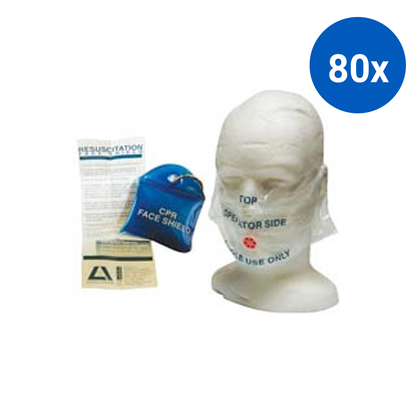 Livingstone Resus-o-mask Resuscitation CPR Face Shield With CPR Guide and Key Ring - Clear/Blue Vinyl Bag x80