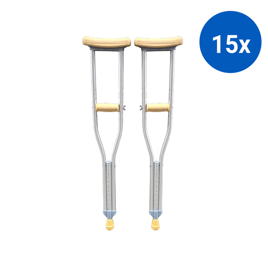 Livingstone Underarm Crutches Aluminium Youth Adjustable 94-114cm 2/Pack - Silver x15