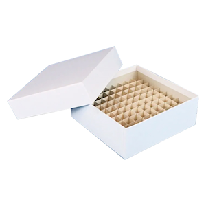 Livingstone Cyrovial Tube Box Cardboard 1-2mL Cryotubes 81 Wells 134(L) x 134(W) x 47(H) mm - White x70