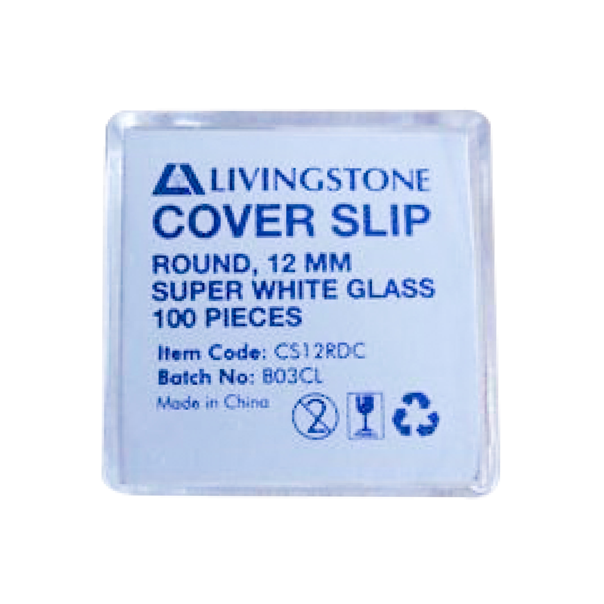 Livingstone Microscope Cover Slip 12mm No. 1 Thickness Round Borosilicate 3.3 Glass 100/Pack 1000/Box - Clear x5