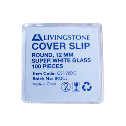 Livingstone Microscope Cover Slip 12mm No. 1 Thickness Round Borosilicate 3.3 Glass 100/Pack 1000/Box - Clear x5