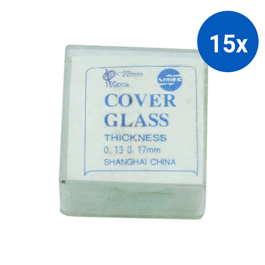 Livingstone Microscope Cover Slip 22mm No. 1 0.13-0.16mm Thickness Round Borosilicate 3.3 Glass 100/Pack - Clear x15