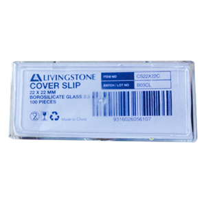 Livingstone Microscope Cover Slip No.1 22 x 22mm Borosilicate 3.3 Glass Precision Optics 100 Pieces/Pack 10 Packs/Box – Clear x10
