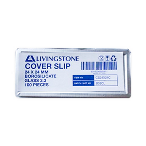 Livingstone Microscope Cover Slip 24 x 24mm No. 1 Borosilicate 3.3 Glass 100 Pieces/Pack - White x55