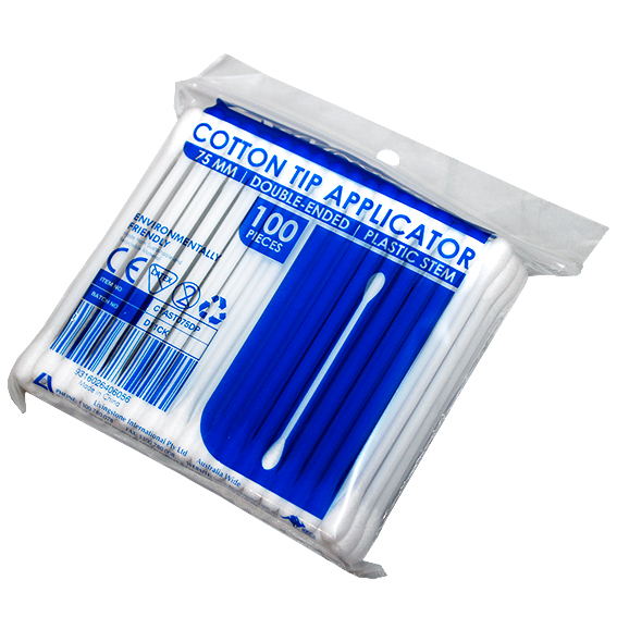 Livingstone Cotton Tip Applicator Double Tipped Plastic Stem 7.5cm 100/Pack - White x520