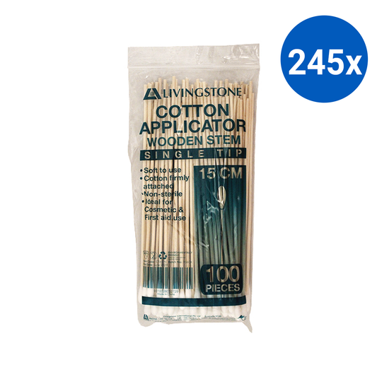 Livingstone Cotton Tip Applicator Single Tipped Biodegradable Wooden Stem 15cm 100/Bag - Brown x245
