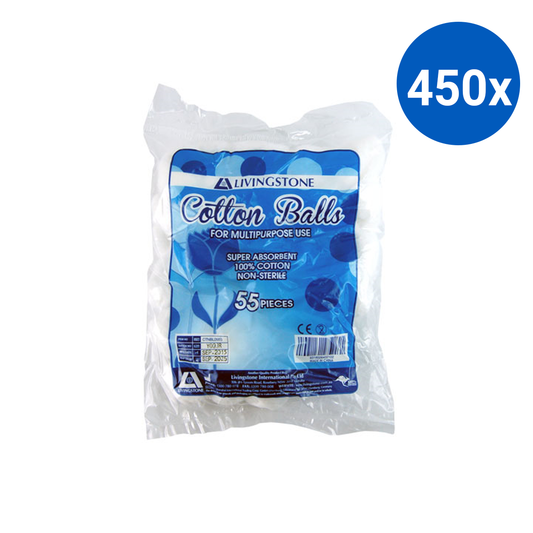 Livingstone Cotton Balls 100% Cotton 0.6g Non-Sterile 55/Bag - White x450
