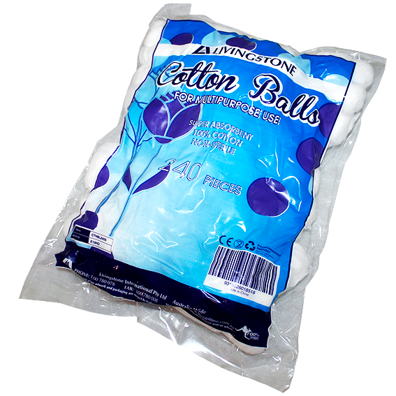 Livingstone Cotton Balls with Natural Fibres 0.6g Non-Sterile 240/Bag - White x105