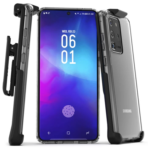 Encased Clear Back Case Samsung Galaxy S20 Ultra with Belt Clip Holster - Clear