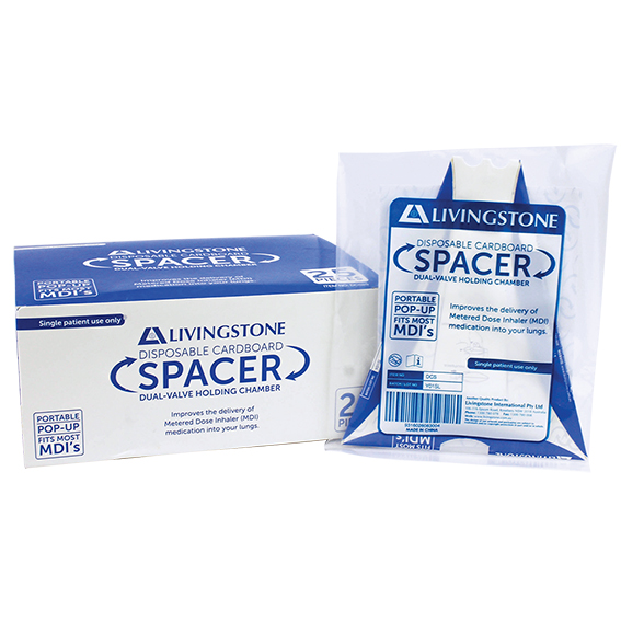 Livingstone Flat Disposable Cardboard Asthma Spacer 25 Pcs/Box - Blue x5