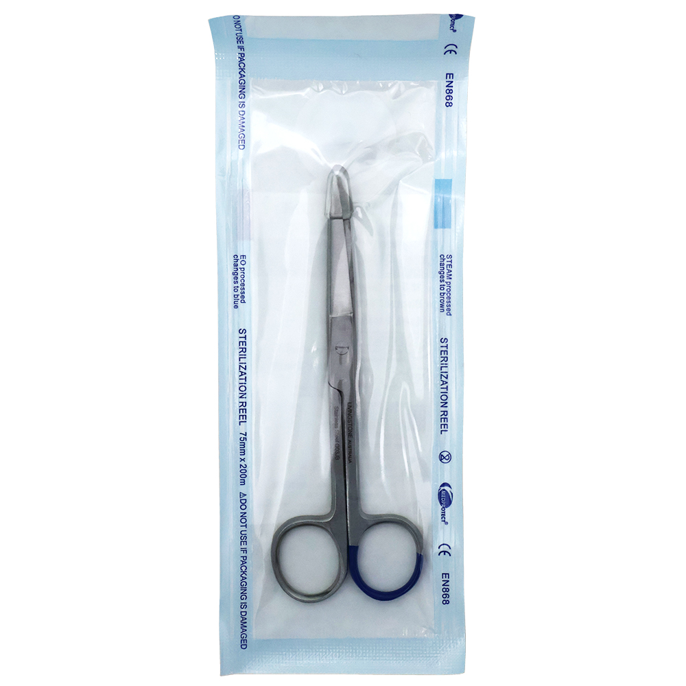 Livingstone Dressing Surgical Scissors Sterile 12.5cm Sharp/Blunt Straight Stainless Steel Peel Pack - Silver x70