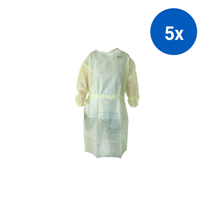 Defries Impervious Isolation Gown Long Sleeve AAMI Level 2 Large 100 Pcs/Box - Yellow x5