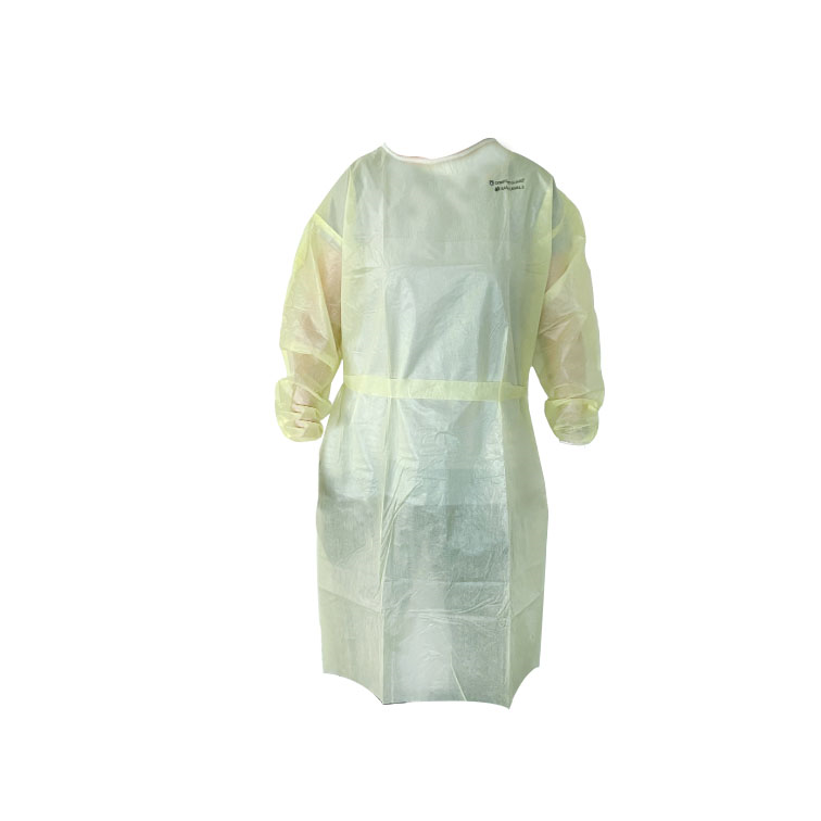 Defries Impervious Isolation Gown Long Sleeve AAMI Level 2 Large 100 Pcs/Box - Yellow x5