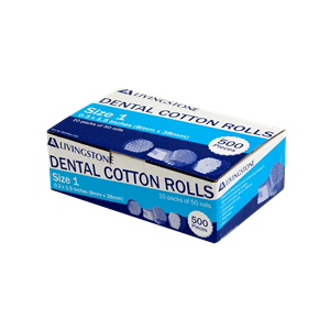 Livingstone Dental Cotton Roll 0.3x1.5 Inches Size 1 50/Pack 500/Box - White x85