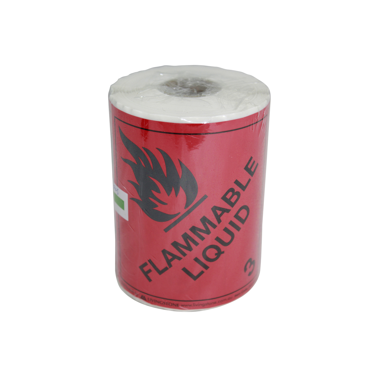 Adhesive Labels Printed "Flammable Liquid 3" 10 x 10cm 250/Roll - Black Words on Red x20