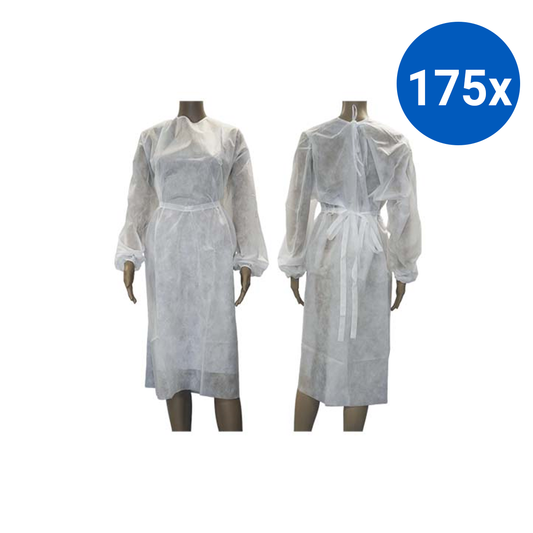 Liv Isolation Gown with Tie Dust Coat Long Sleeve AAMI Level 1 40GSM Water Resistant Nonwoven 1/Pack - White x175