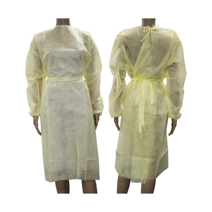 Liv Isolation Gown with Tie Long Sleeve AAMI Level 1 40GSM Nonwoven 1/Pack - Yellow x175