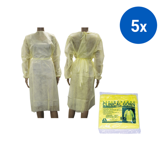Livingstone Isolation Gown 40GSM 10/Bag 100/Carton - Yellow x5