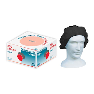 Livingstone Disposable Bouffant Hairnet Cap Nonwoven Latex Free 21 inches 250/Inner - Black x20