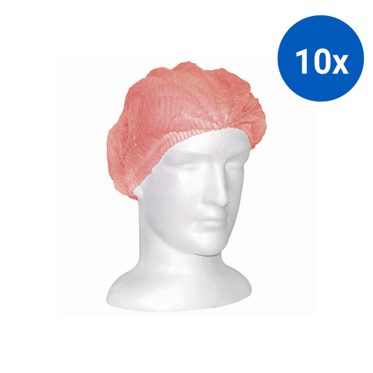Livingstone Disposable Crimped Hairnet Cap 21" Double Elastic Latex Free HACCP 1000/Carton - Red x10