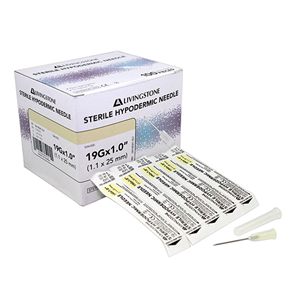 Livingstone Hypodermic Needles 19G (1.1mm) x 1 Inch (25mm) 100 Pieces/Box - White x105