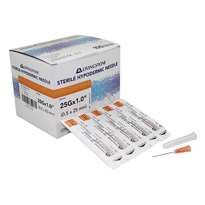 Livingstone Hypodermic Needles 25G (0.5mm) x 1" (25mm) 100 Pcs/Box - White x105