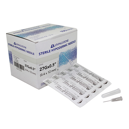 Livingstone Hypodermic Needles 27G (0.4mm) x 0.5" (13mm) 100 Pcs/Box - White x90