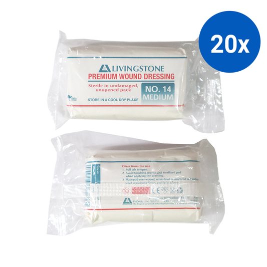 Livingstone Premium Wound Dressing Bandage #14 Medium 12/Pack - White x20