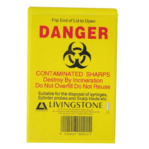Fitpack Needles Sharps Waste Collector 90ml Capacity 60 x 25 x 90mm 5-Pack - Yellow x95