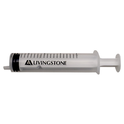 Livingstone Syringe 20ml Luer Slip Tip Eccentric Off Centre 50/Box - Clear x25